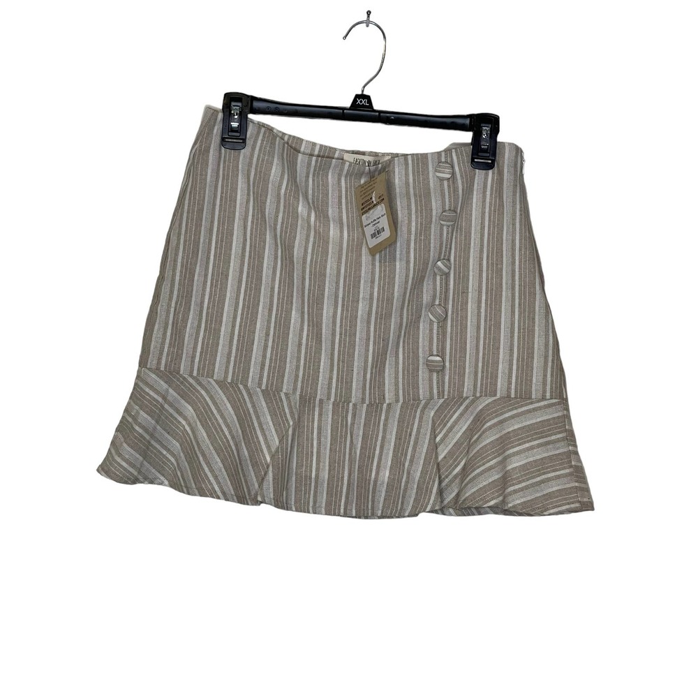 Steel Mill Co Women‎ Skirt Fashion On Earth Linen Blend Ruffle Stiped  Large NWT